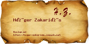 Höger Zakariás névjegykártya
